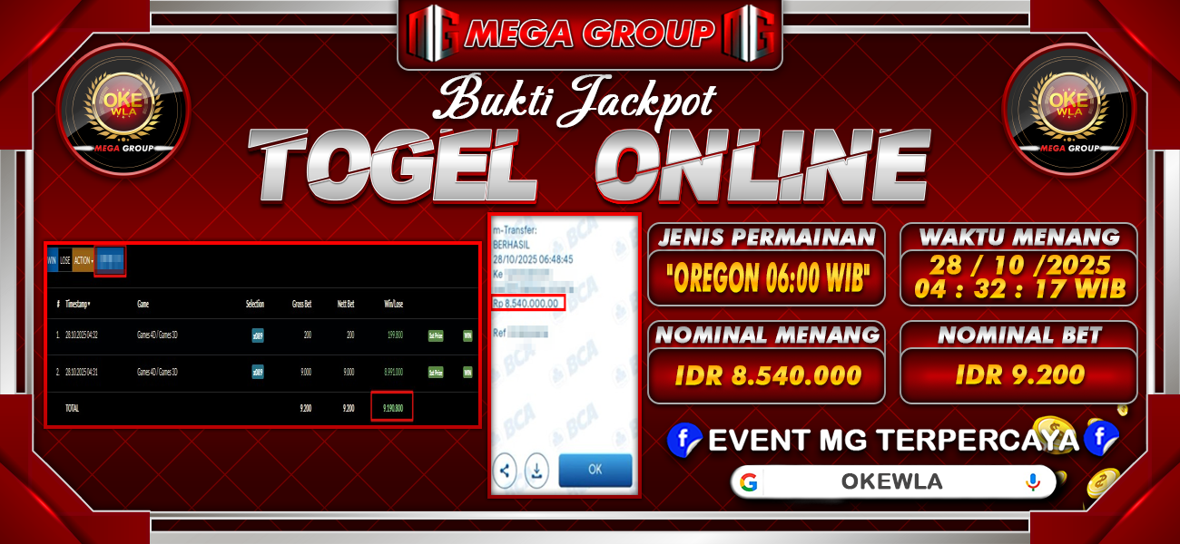 Bukti JP situs Okewla hari Selasa, 28 Oktober 2025