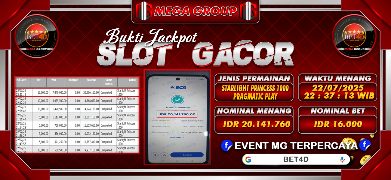 Bukti JP situs Bet4D hari Rabu, 23 Juli 2025