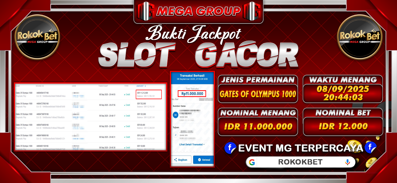 Bukti JP situs Rokokbet hari Senin, 08 September 2025