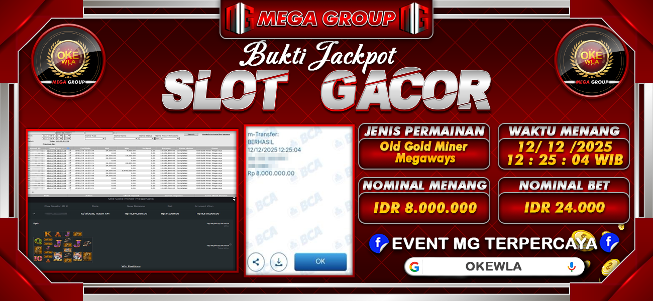 Bukti JP situs Okewla hari Jumat, 12 Desember 2025