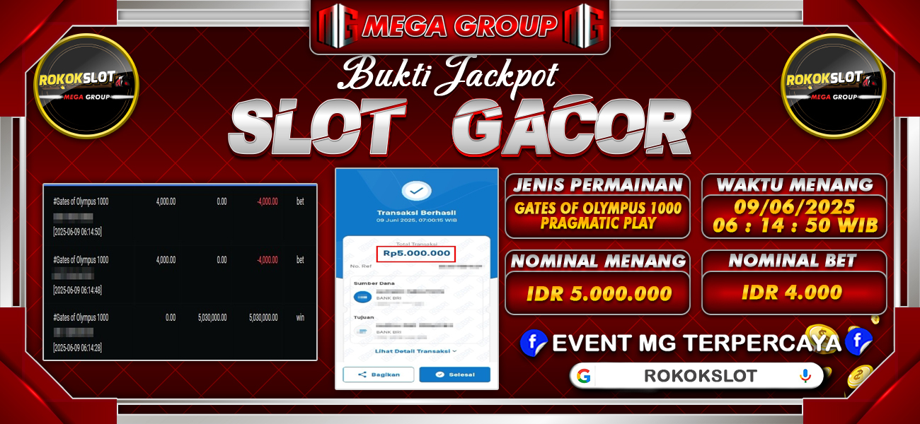 Bukti JP situs Rokokslot hari Senin, 09 Juni 2025
