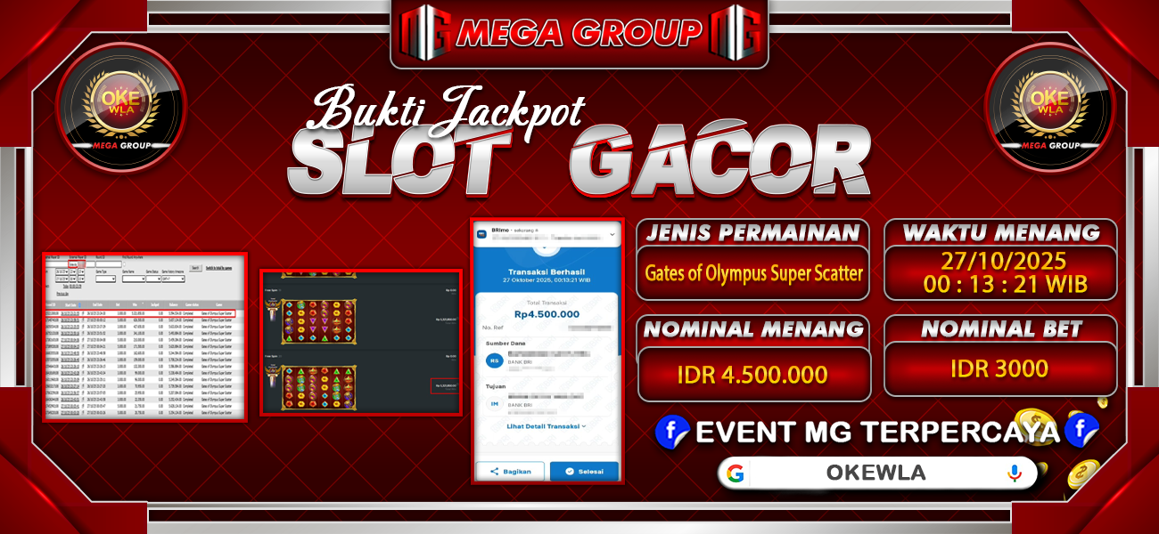 Bukti JP situs Okewla hari Senin, 27 Oktober 2025