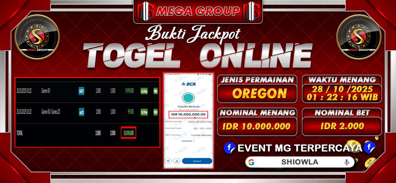 Bukti JP situs Shiowla hari Selasa, 28 Oktober 2025