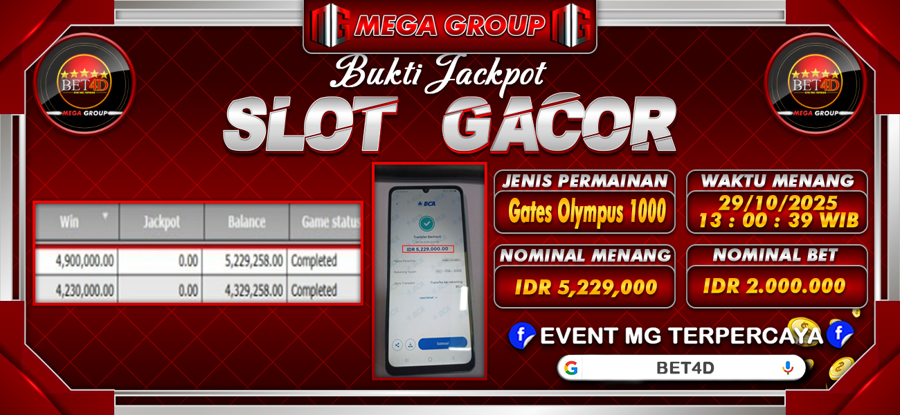 Bukti JP situs Bet4D hari Rabu, 29 Oktober 2025