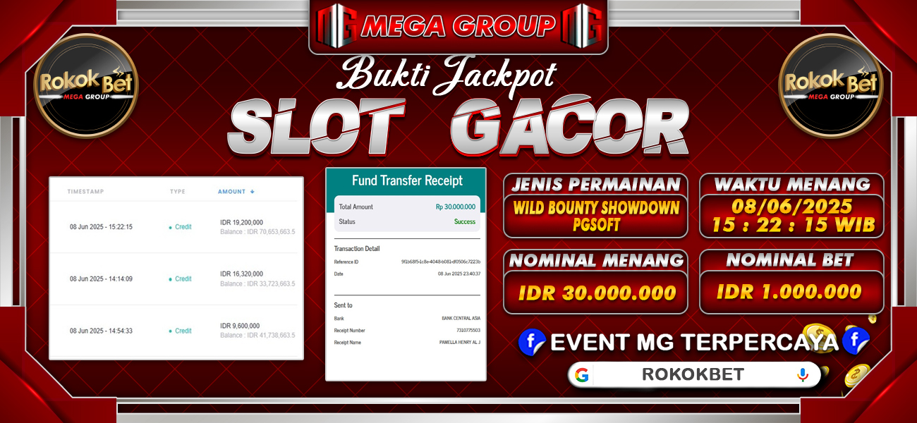 Bukti JP situs Rokokbet hari Senin, 09 Juni 2025