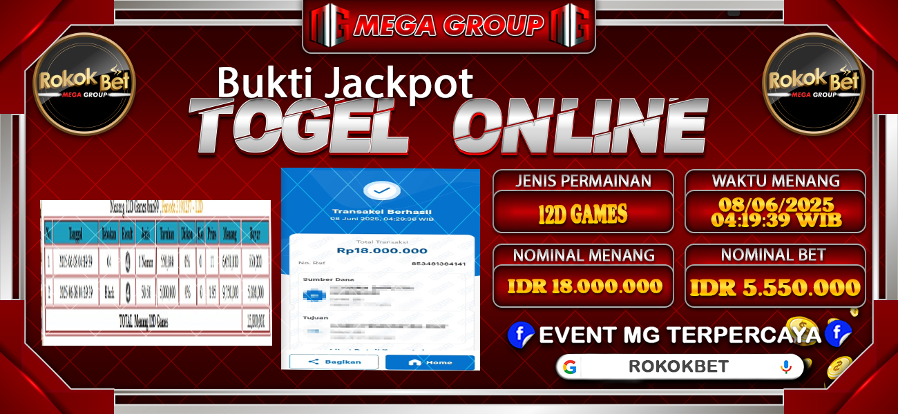 Bukti JP situs Rokokbet hari Minggu, 08 Juni 2025
