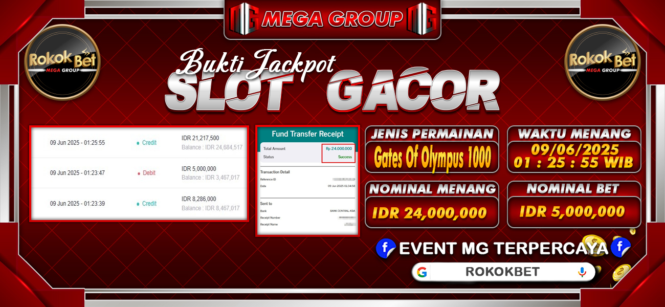 Bukti JP situs Rokokbet hari Senin, 09 Juni 2025