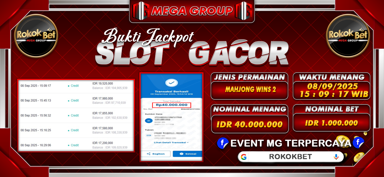 Bukti JP situs Rokokbet hari Senin, 08 September 2025