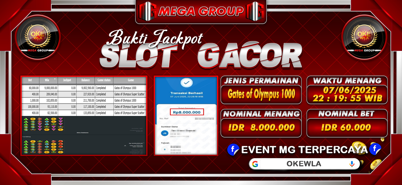 Bukti JP situs Okewla hari Minggu, 08 Juni 2025