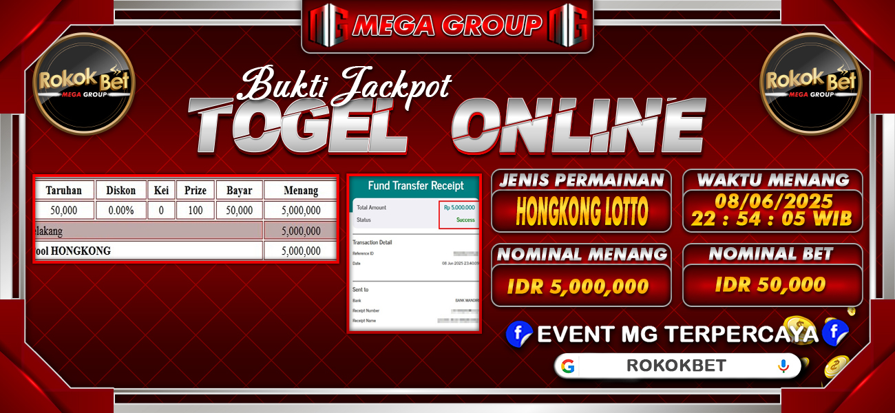 Bukti JP situs Rokokbet hari Senin, 09 Juni 2025