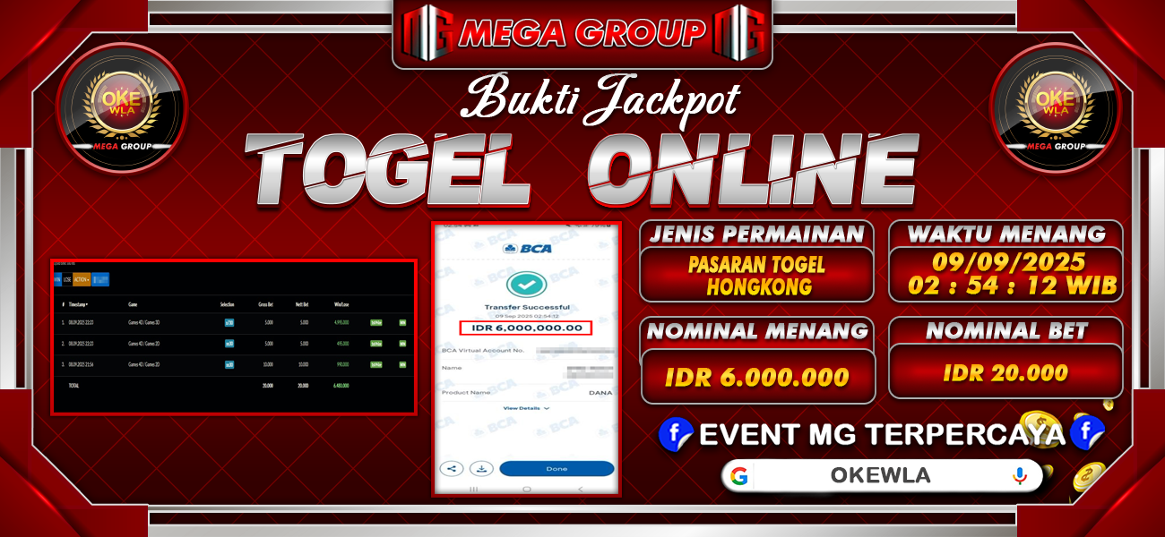 Bukti JP situs Okewla hari Selasa, 09 September 2025