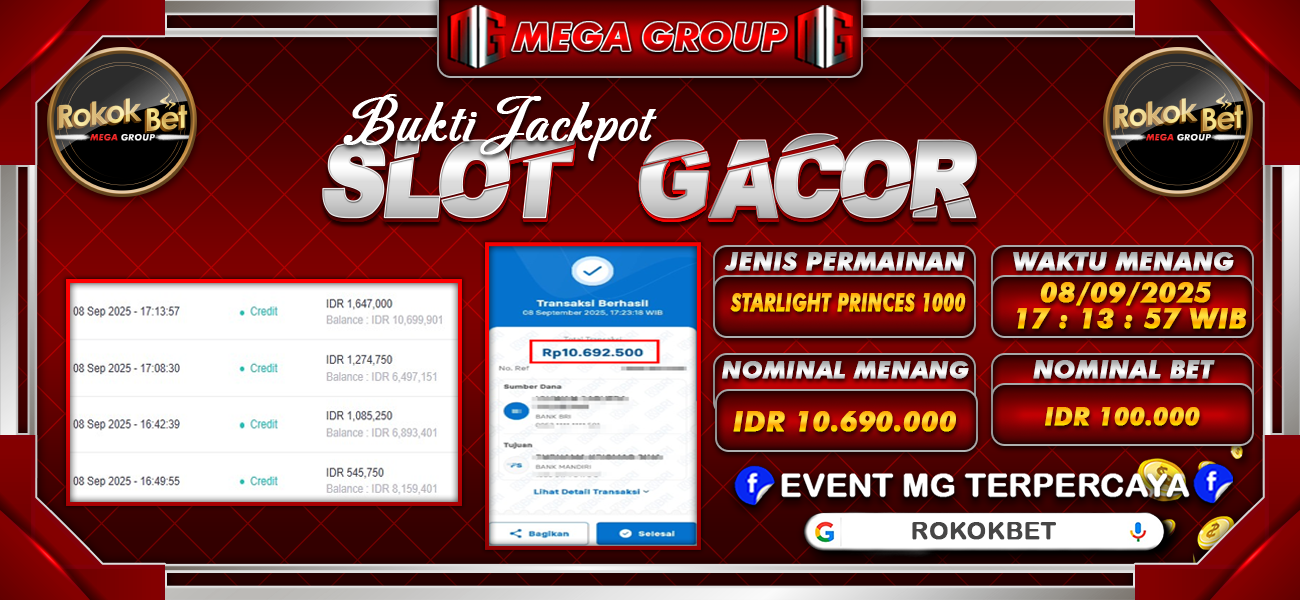Bukti JP situs Rokokbet hari Senin, 08 September 2025