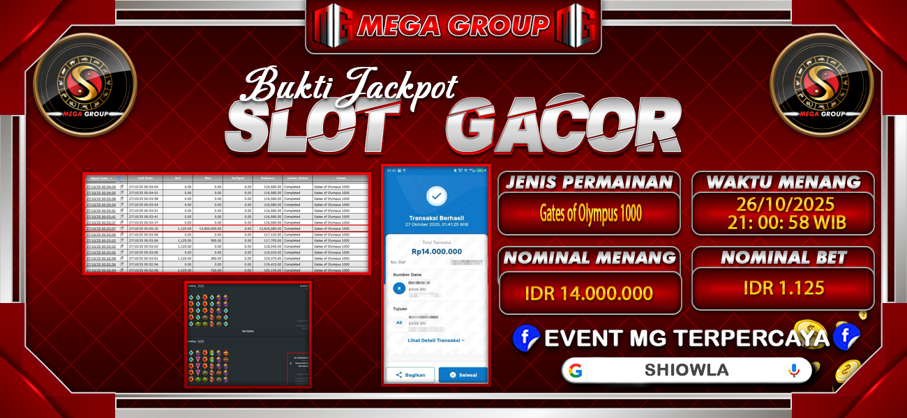 Bukti JP situs Shiowla hari Minggu, 26 Oktober 2025