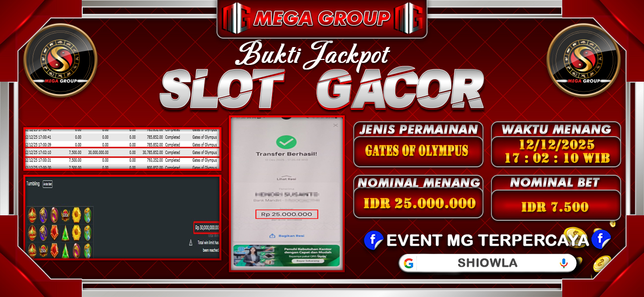 Bukti JP situs Shiowla hari Jumat, 12 Desember 2025