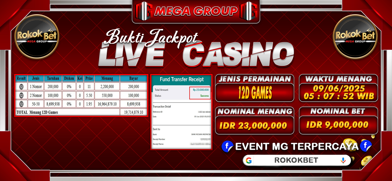 Bukti JP situs Rokokbet hari Senin, 09 Juni 2025