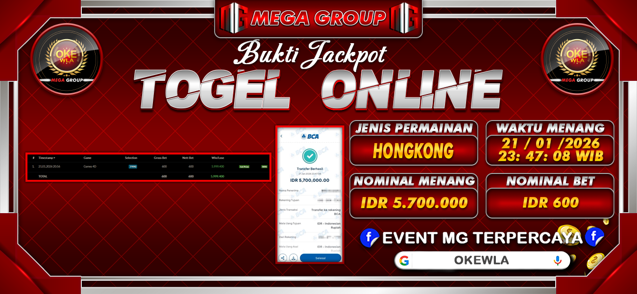 Bukti JP situs Okewla hari Rabu, 21 Januari 2026